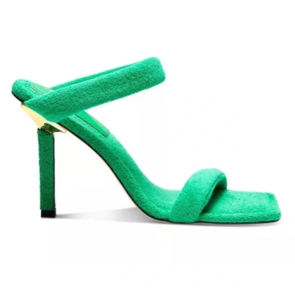 New In Box Good American Terry Cloth Square Toe High Heel Women's Green Size 12 - Picture 1 of 7